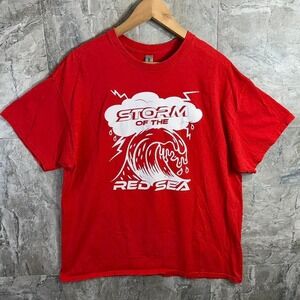 Storm of the Red Sea wave Lightning graphic tee  shirt Men's Size XL #summer